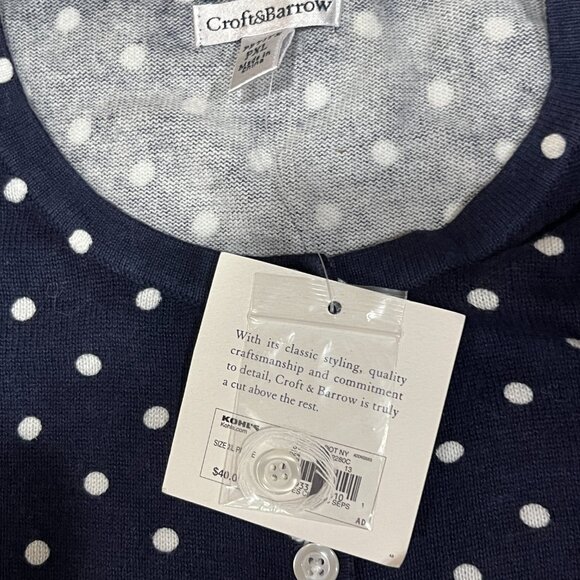 Croft & Barrow Blue Polka Dot Cardigan XXL NWT - Picture 5 of 6